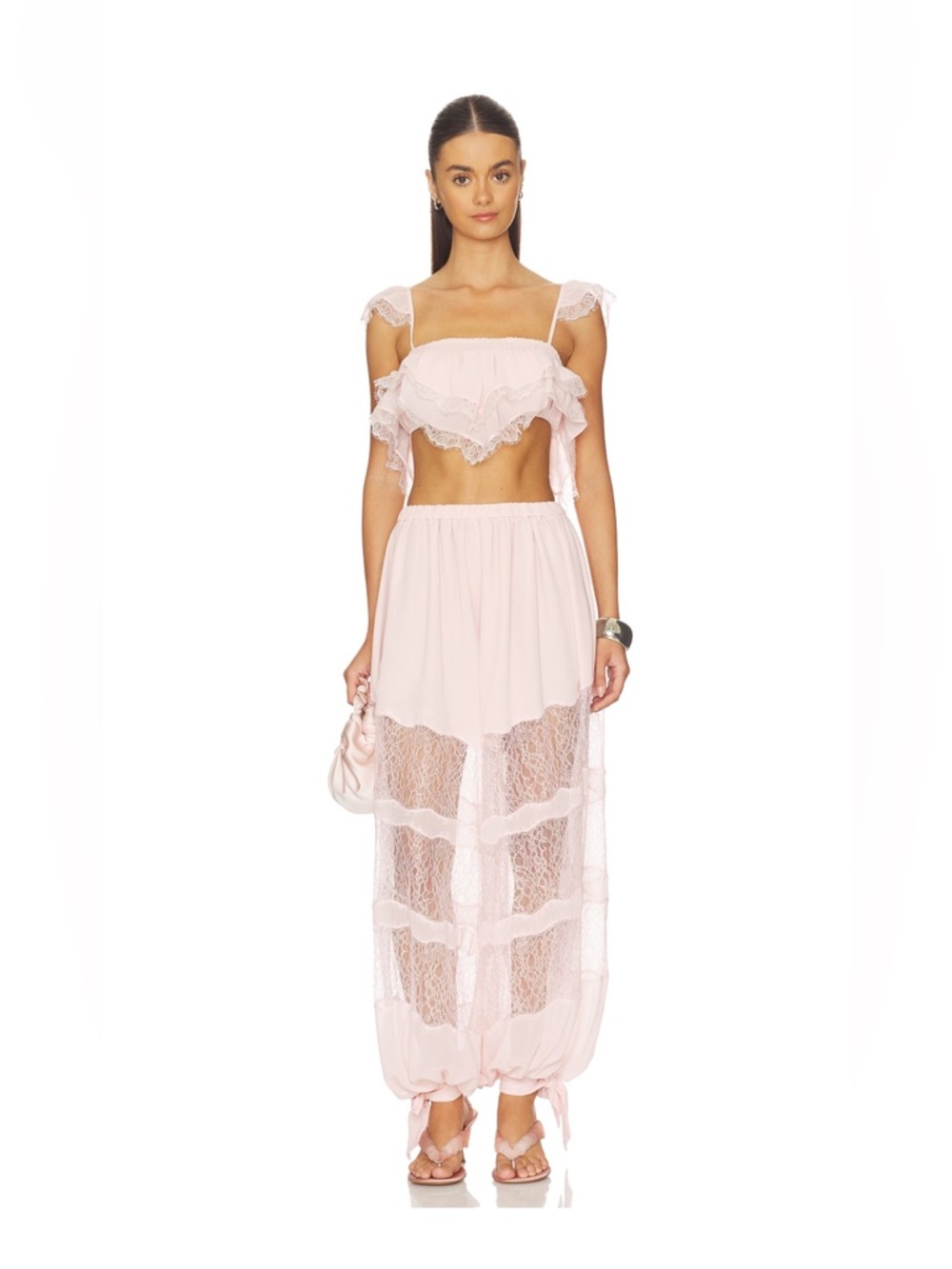 Delicate Pink Lace Two-Piece Set